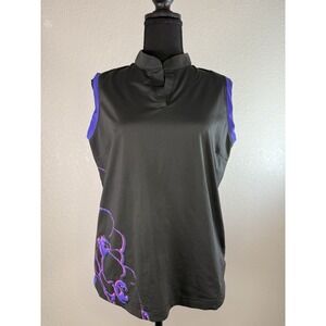 ADIDAS CLIMACOOL GOLF Polo Sleeveless Black Womens Size Large Top Shirt‎